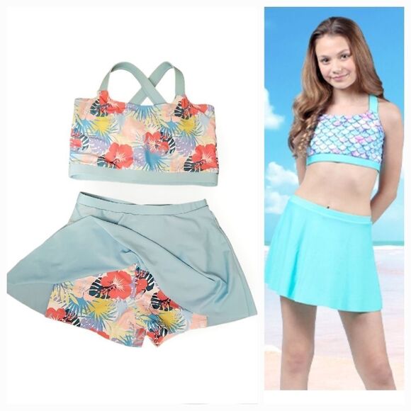 NWT Girls Tankini Swimsuit Summer Boyshort Bathing Suit Beach Swimwear - Picture 1 of 11